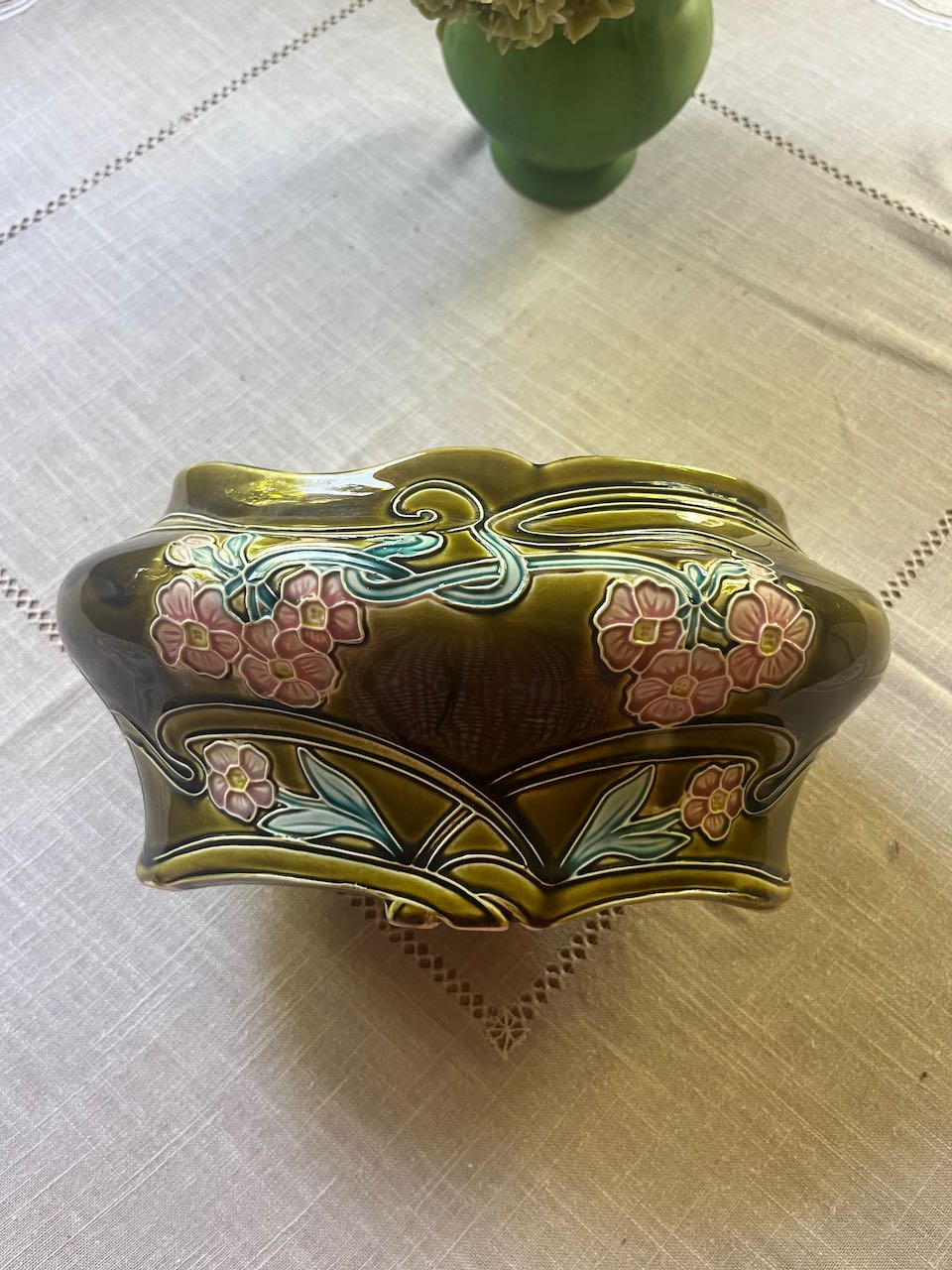 fa845 1920's perfect condition French Barbotine vase from Gustave de bruyn