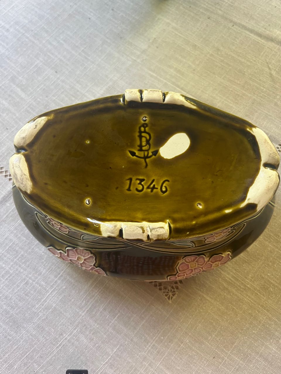 fa845 1920's perfect condition French Barbotine vase from Gustave de bruyn