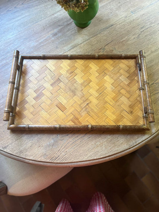 fa826 French Chinoiserie style tray with handles