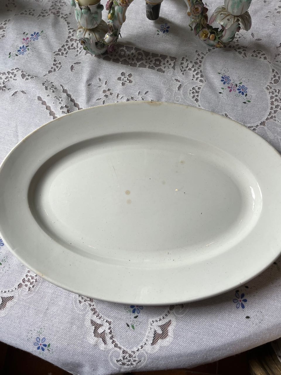fa4612 Oval French antique white porcelain platter