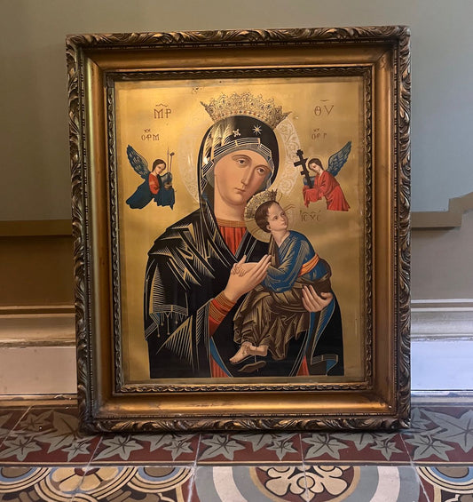 fa875 Framed Gold Madonna French vintage print