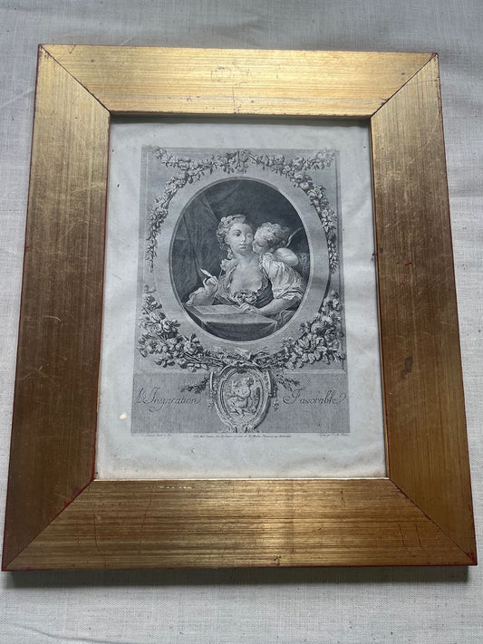 fa887 Gold framed antique french print, 2 available ( each)