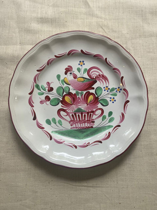 fa962 St Clement Rooster plate, faience
