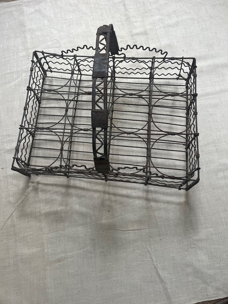 fa918 French vintage wire pot plant holder.