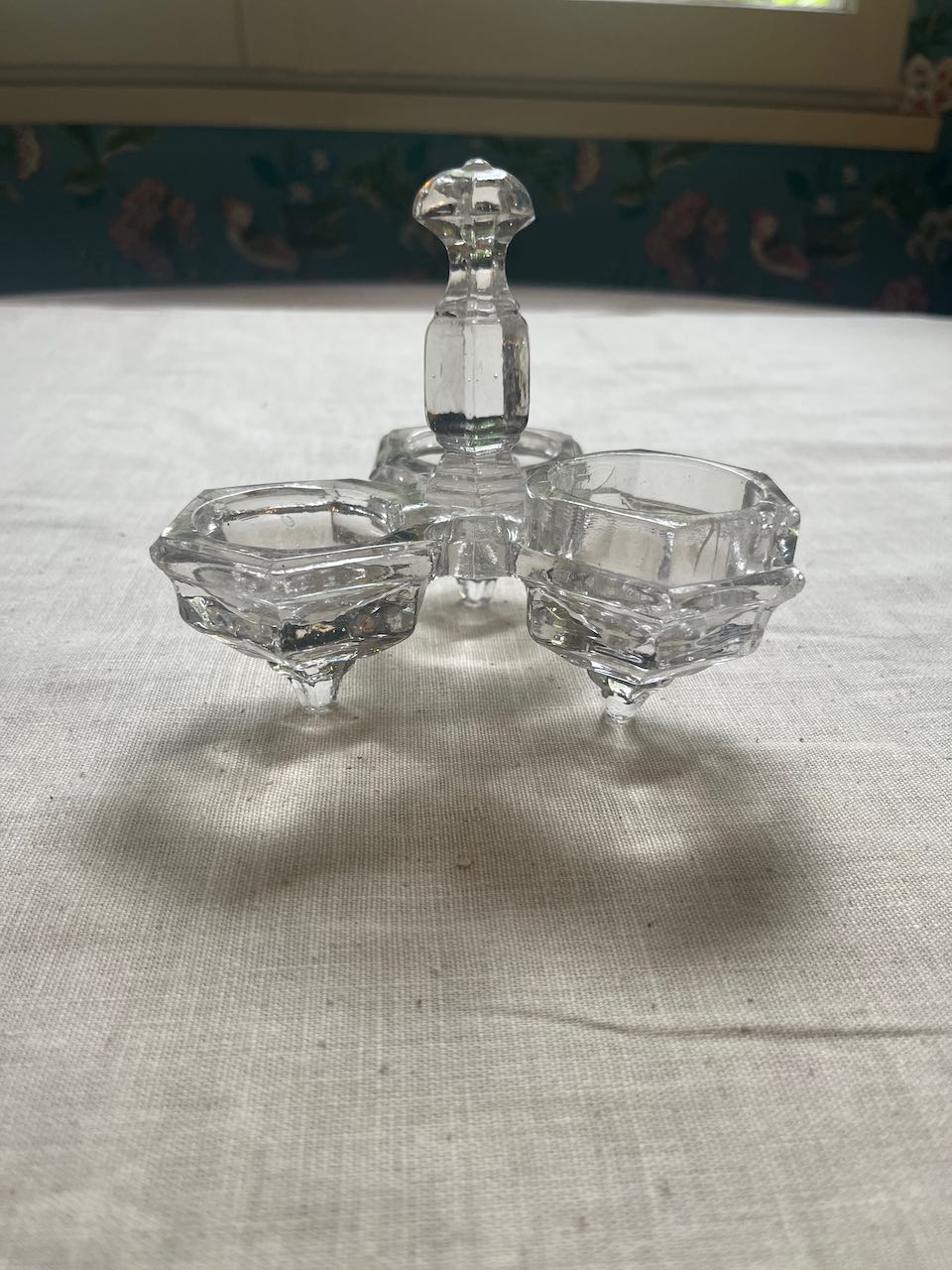 fa894 3 dish salt, pepper and condiment holder, French antique
