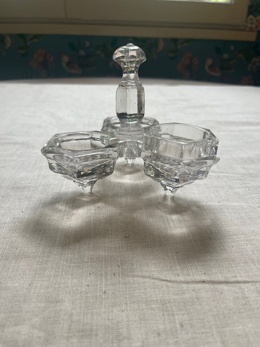 fa894 3 dish salt, pepper and condiment holder, French antique