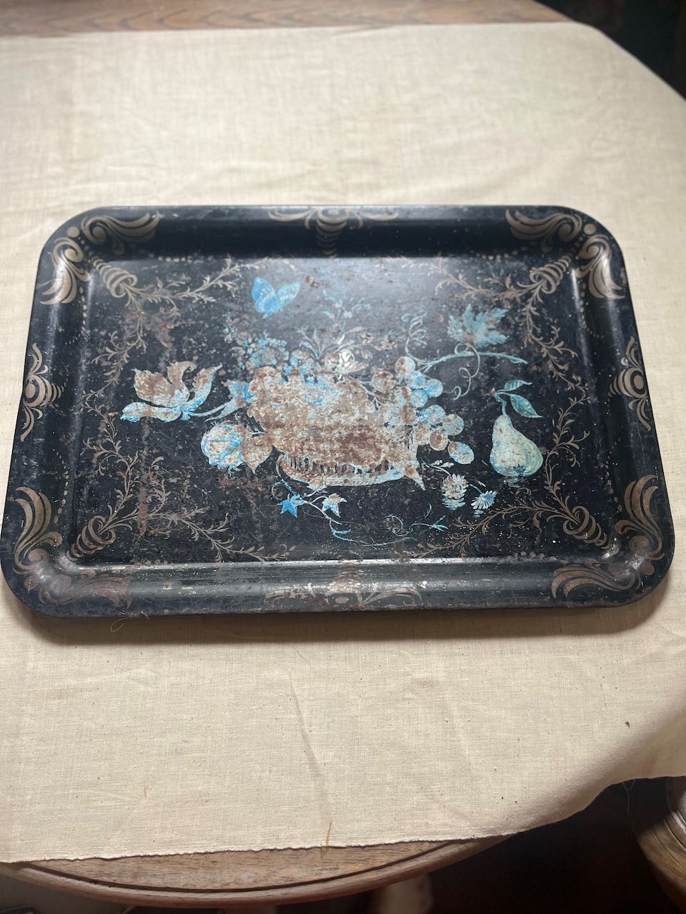 fa909 French metal painted tray