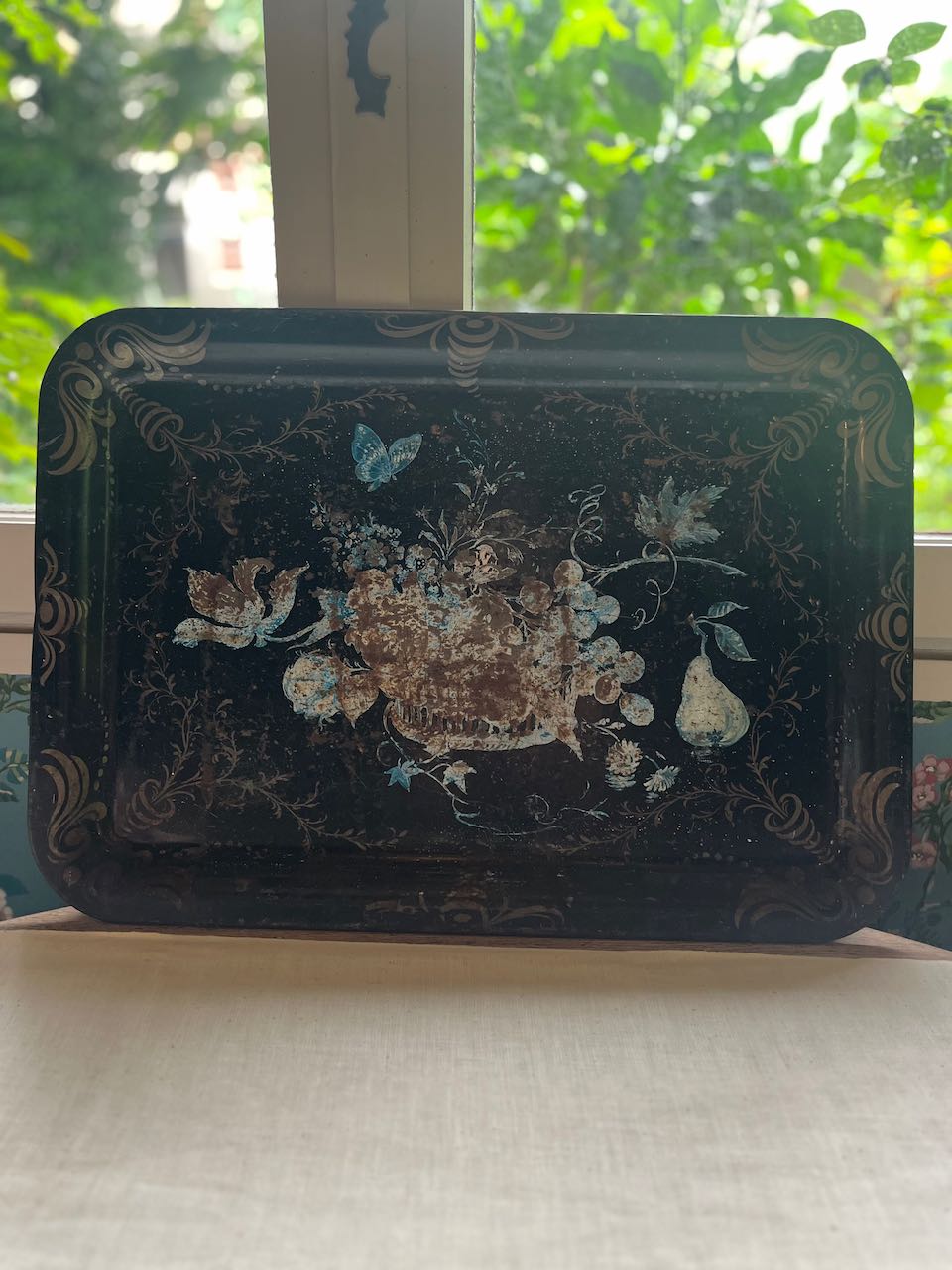 fa909 French metal painted tray