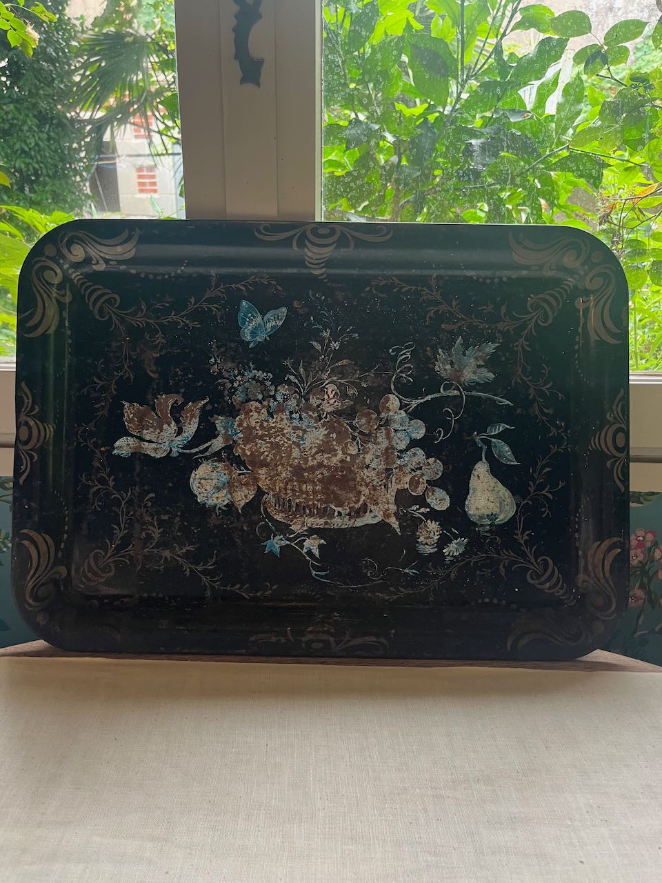 fa909 French metal painted tray