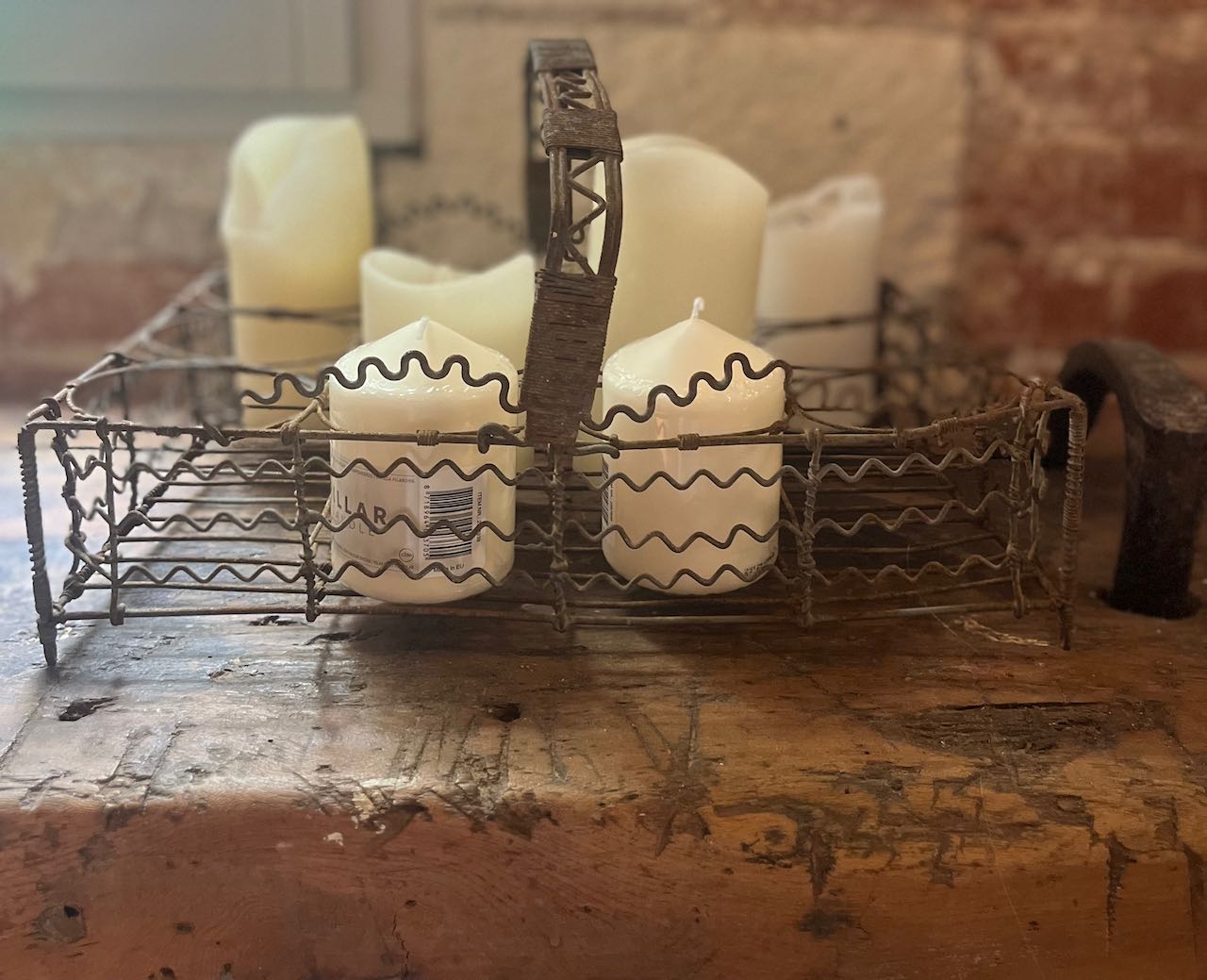 fa918 French vintage wire pot plant holder.