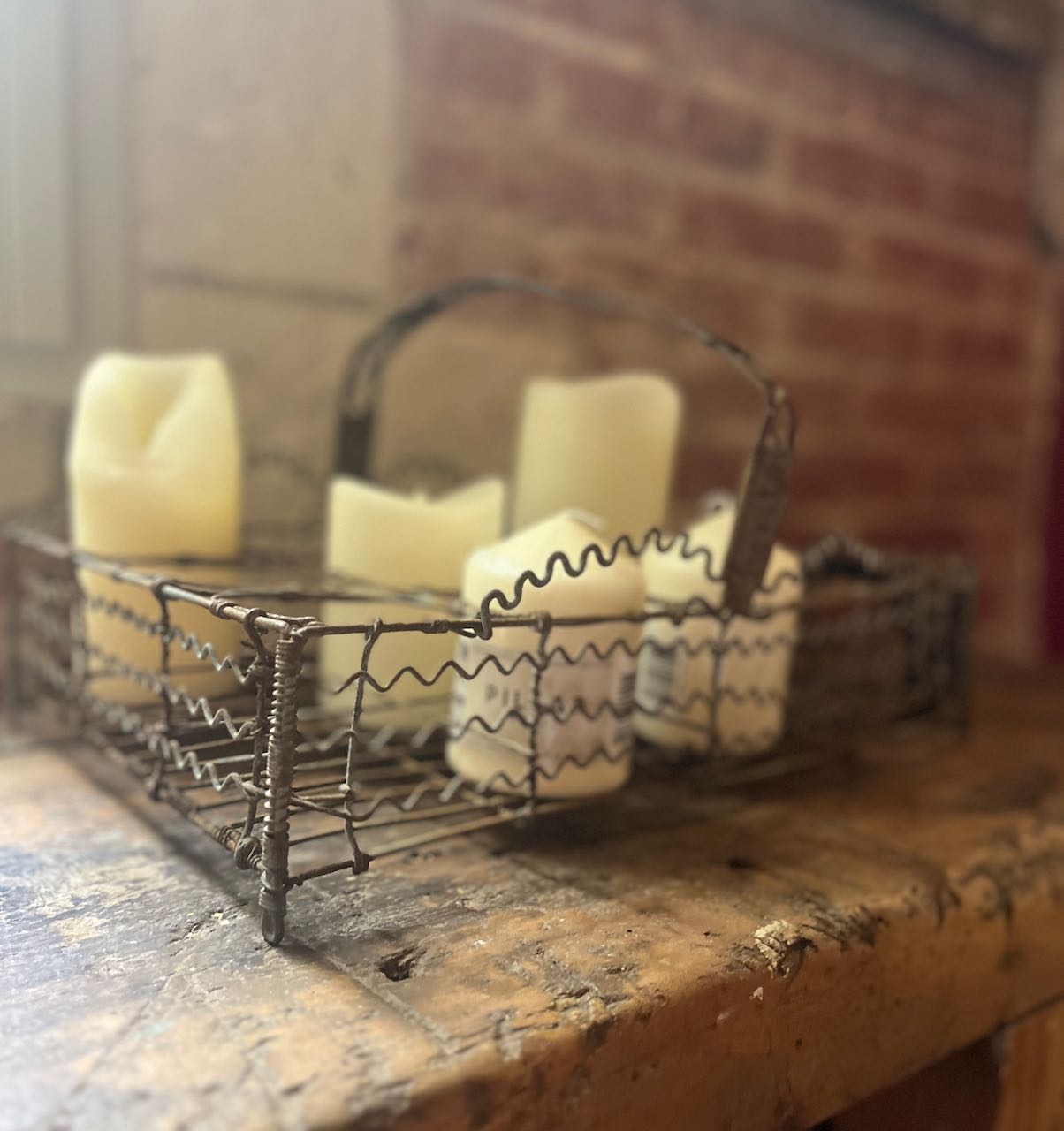 fa918 French vintage wire pot plant holder.