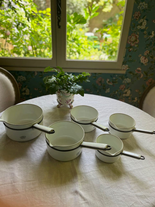 fa4800 Stunning set limoge French saucepans, 1960's