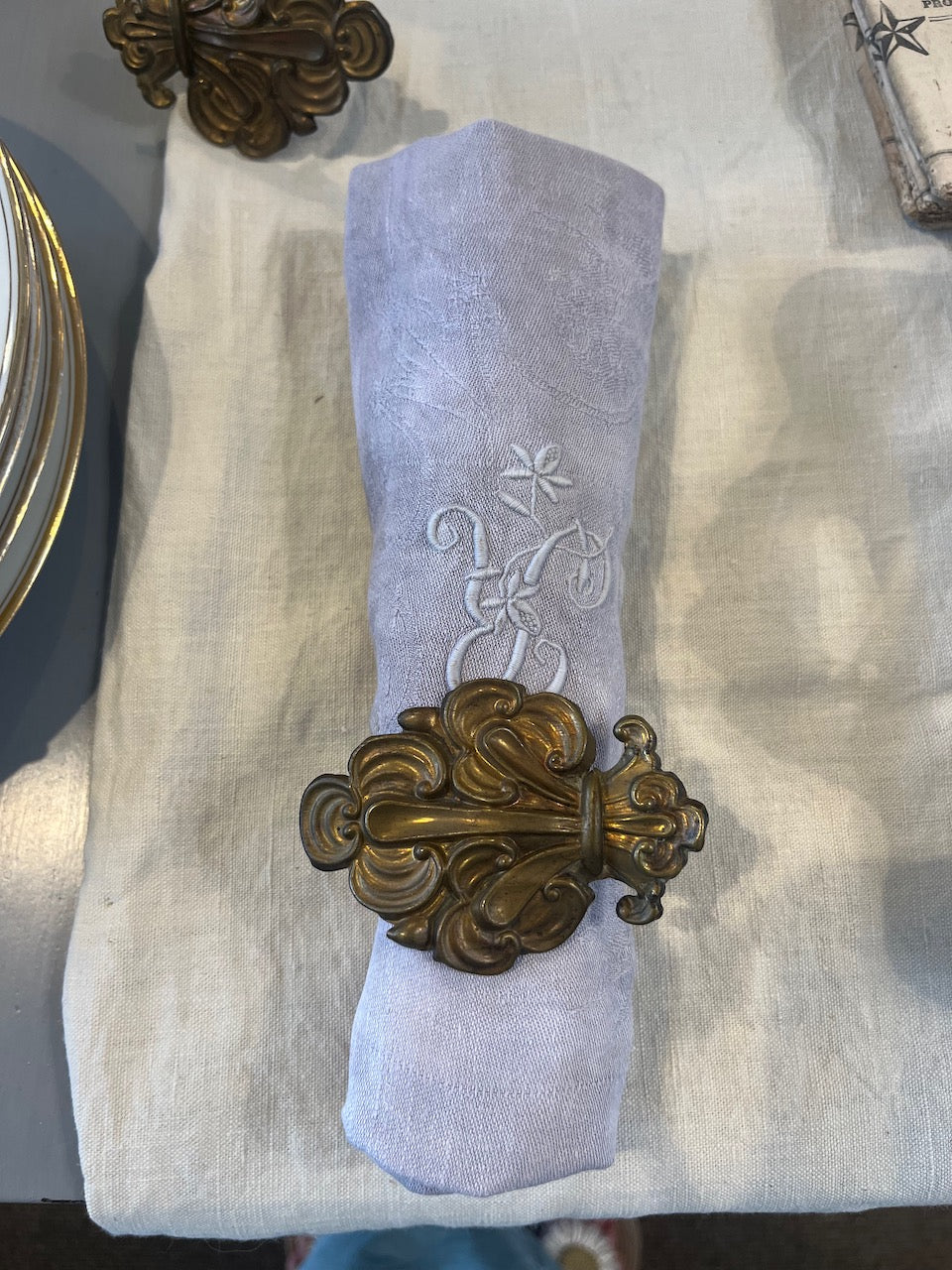 fa968 Beautiful French antique metal  Napkin rings ( set of 2)