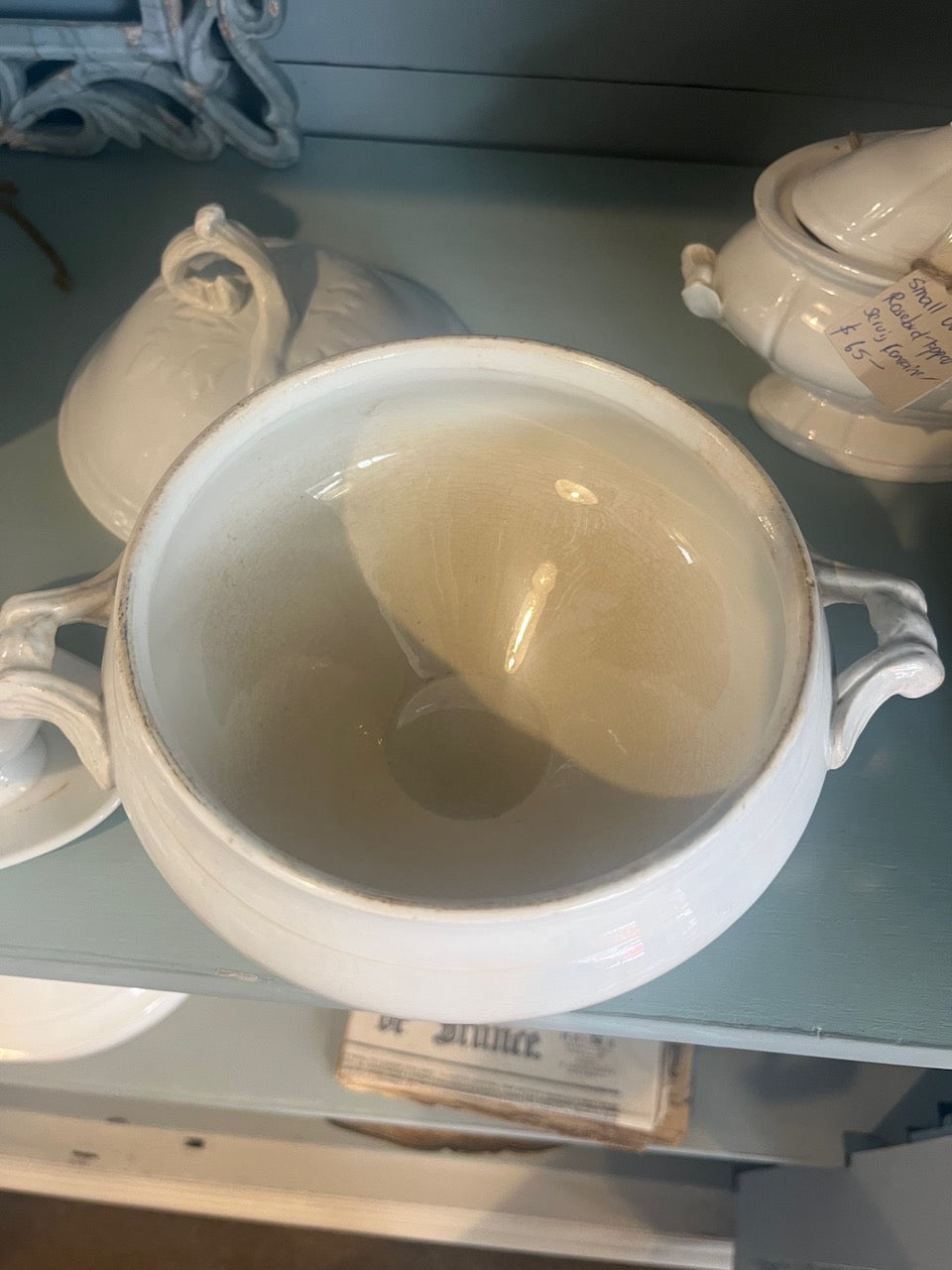 fa803 Small rare white porcelaine french antique tureen