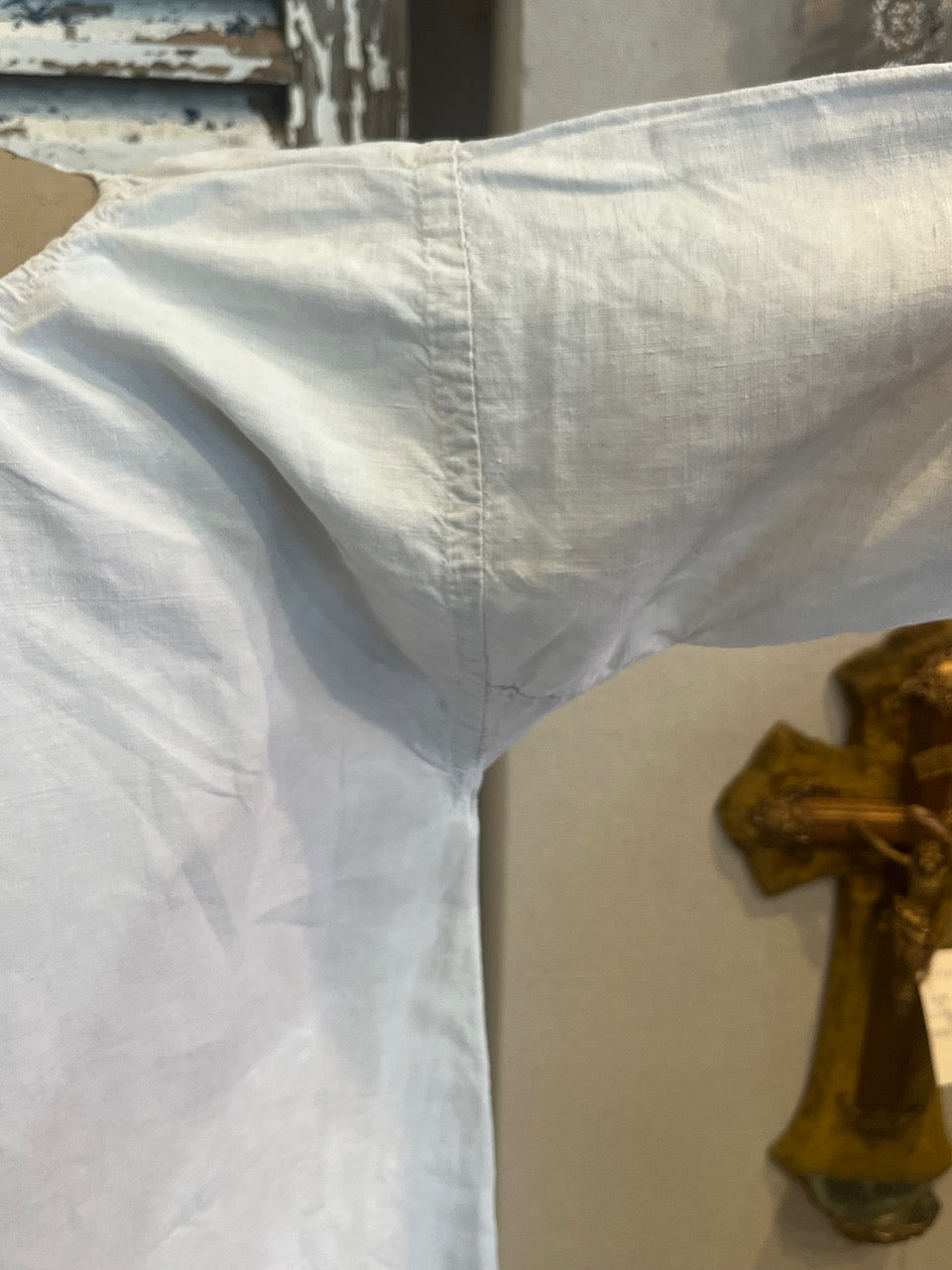 fa880 French antique Linen  chemise.