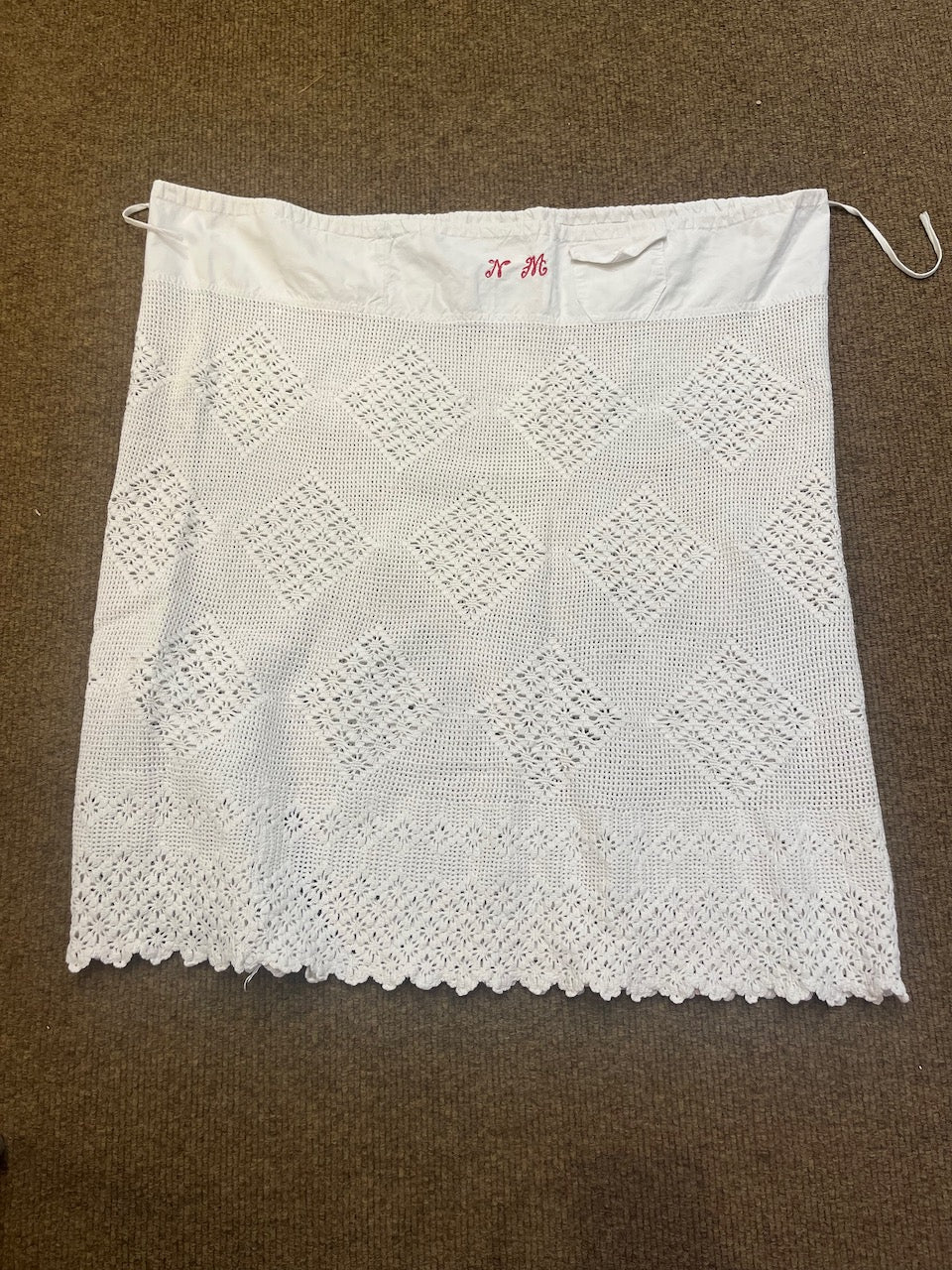 fa987 French antique crochet skirt