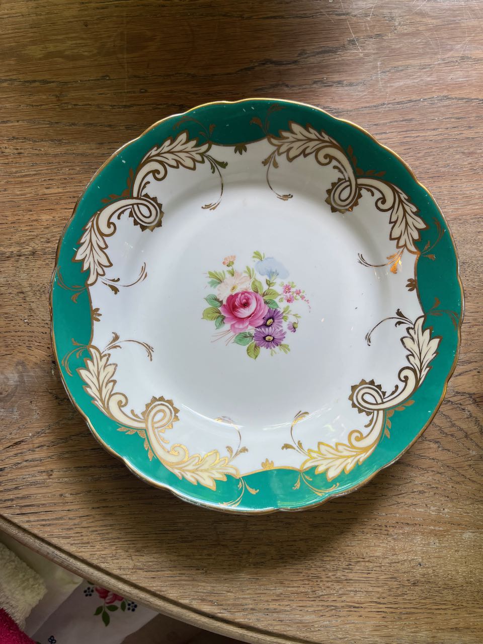 fa4873 Beautiful french antique side/cake plates with gold trim and hand painted flowers(each)