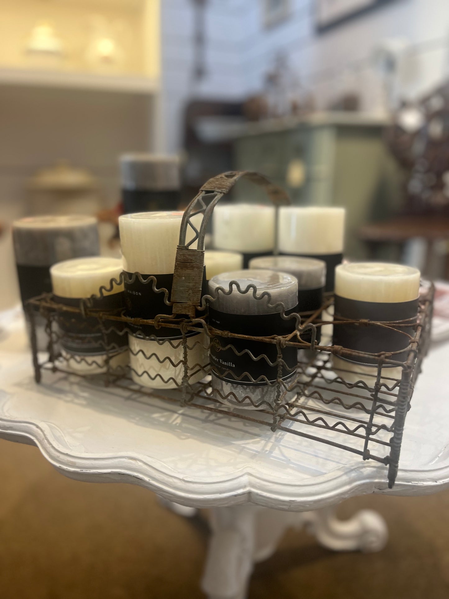 fa918 French vintage wire pot plant holder.