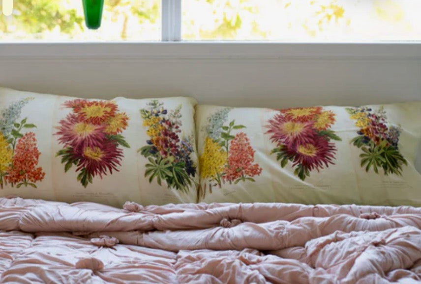 Beautiful Organic printed pair of pillowslips,( Horticole)  reversible