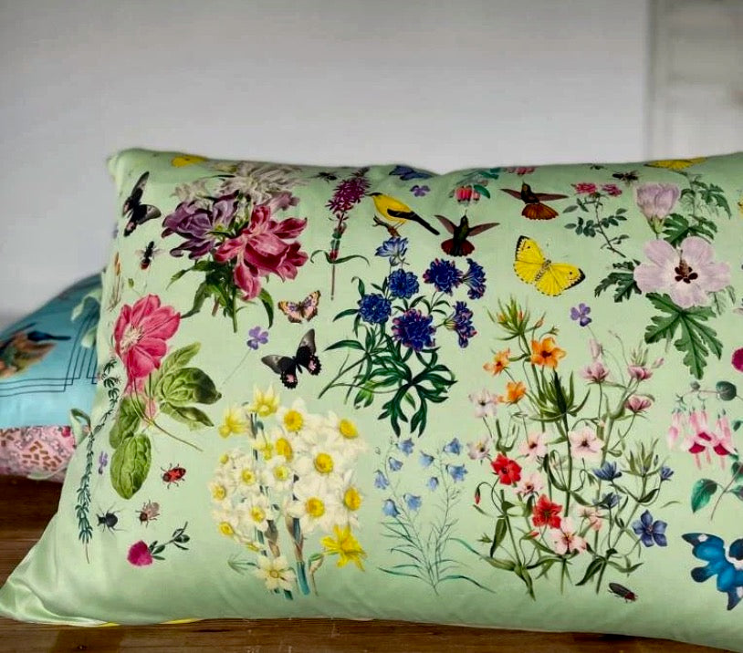 Beautiful Organic printed pair of pillowslips,( Busy Garden ) reversible
