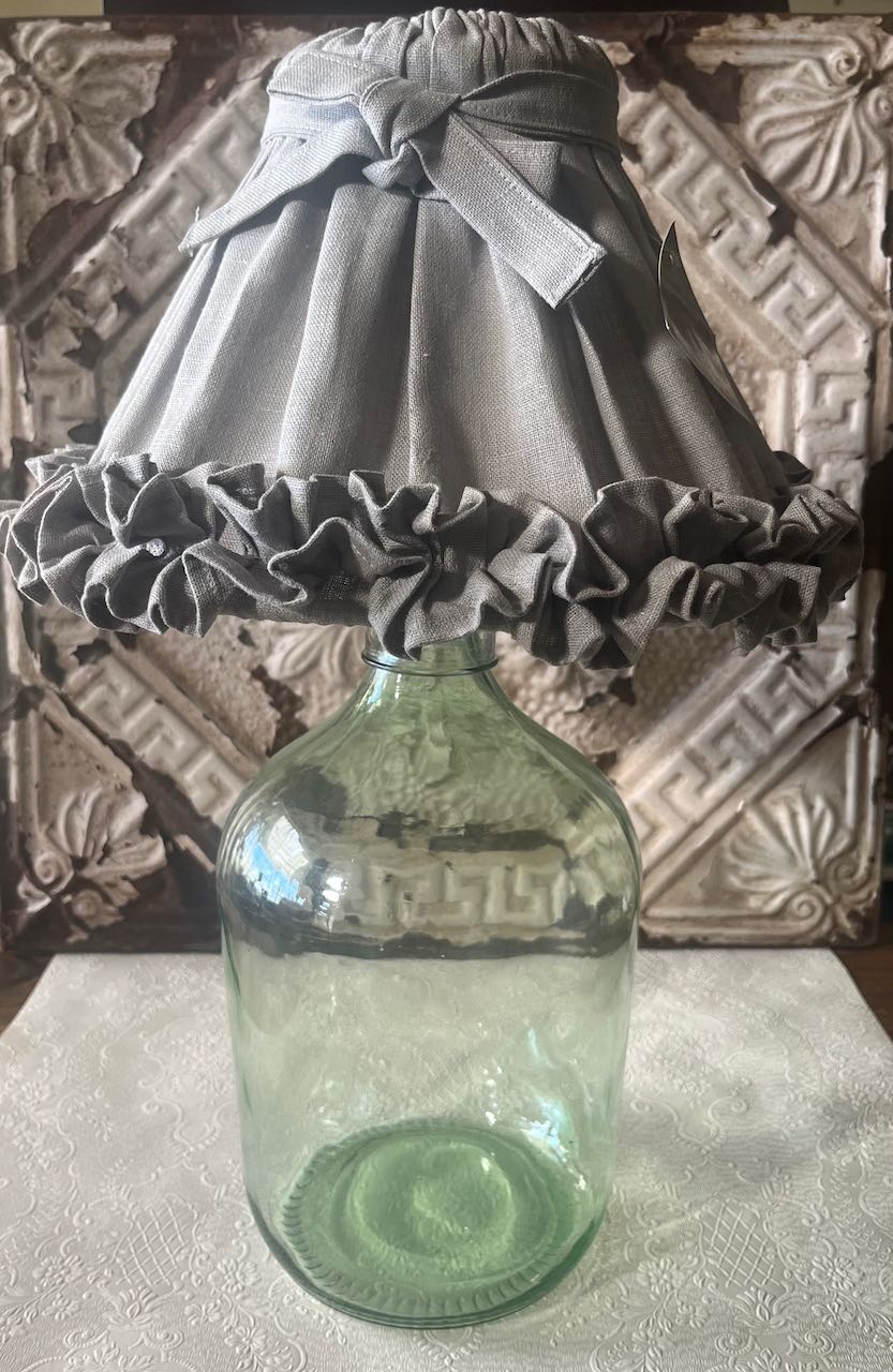 French vintage Linen Lampshade, washable