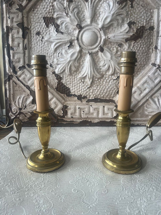 Pair of small brass French vintage Lamps. Re wired