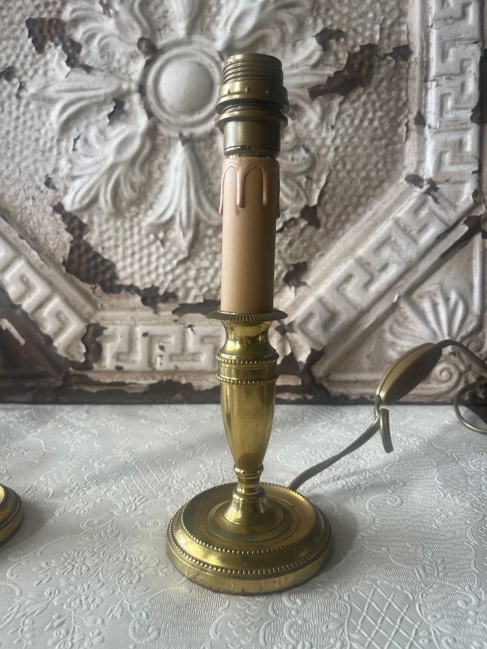Pair of small brass French vintage Lamps. Re wired