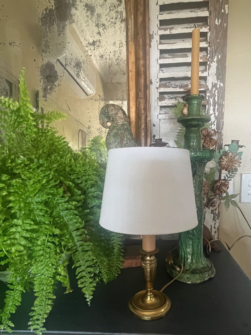 Pair of small brass French vintage Lamps. Re wired
