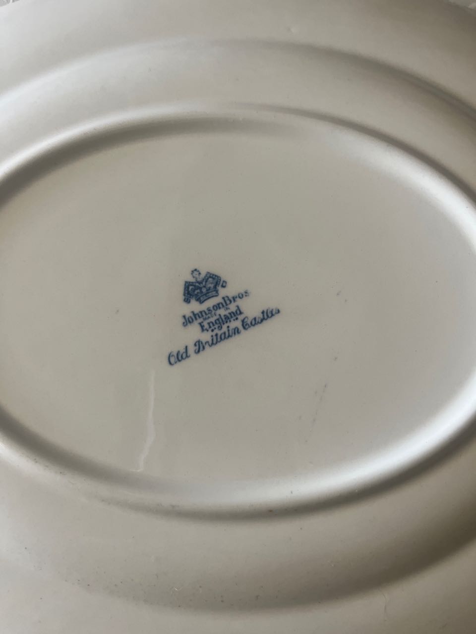 small blue and white platter by Johnson bros, ( small British castle)