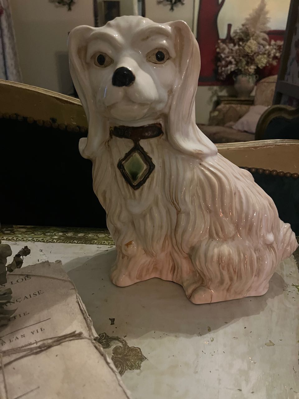 Large Pair Vintage ceramic Staffordshire dogs