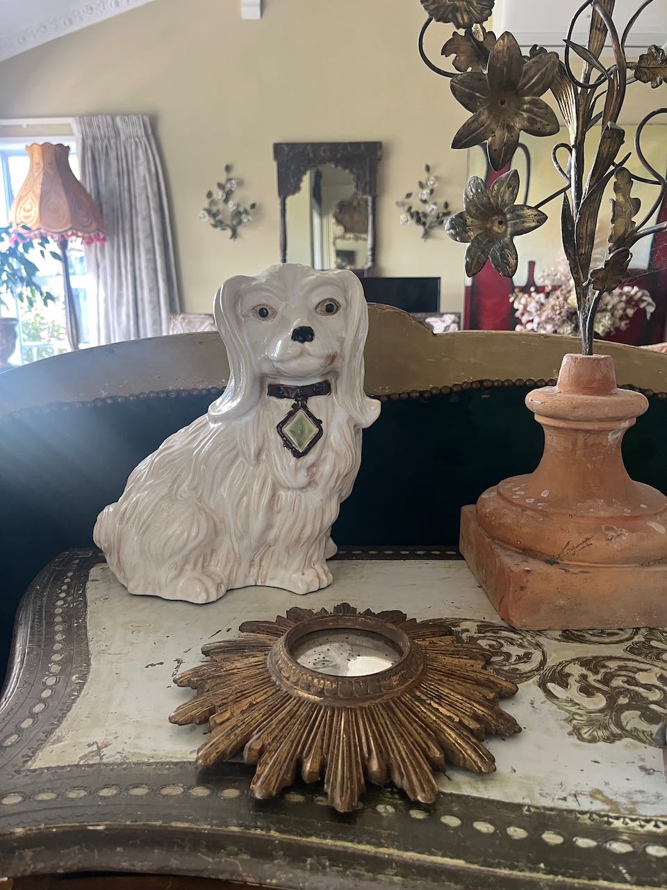 Large Pair Vintage ceramic Staffordshire dogs