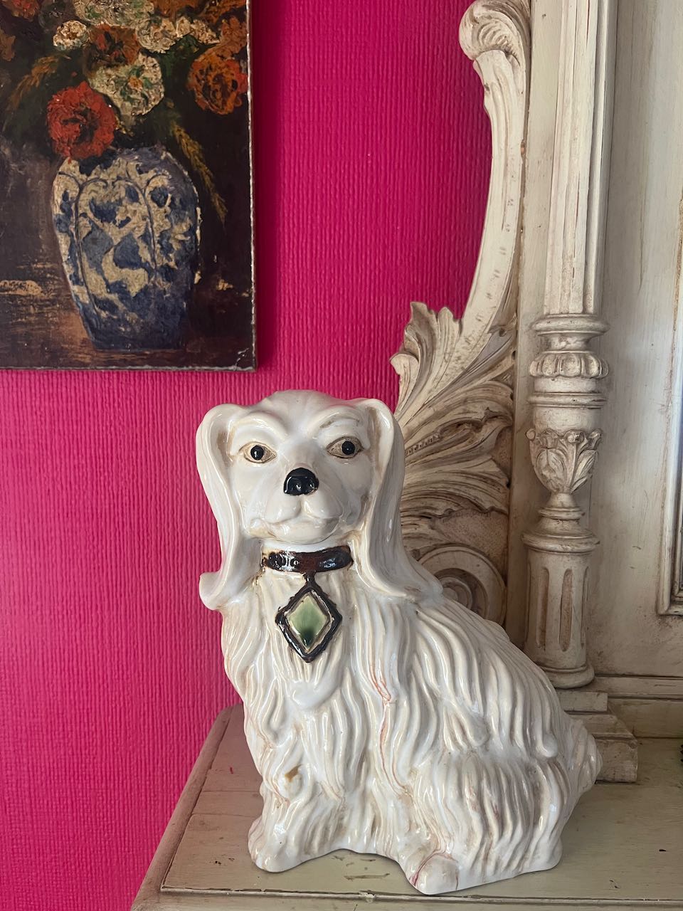Large Pair Vintage ceramic Staffordshire dogs