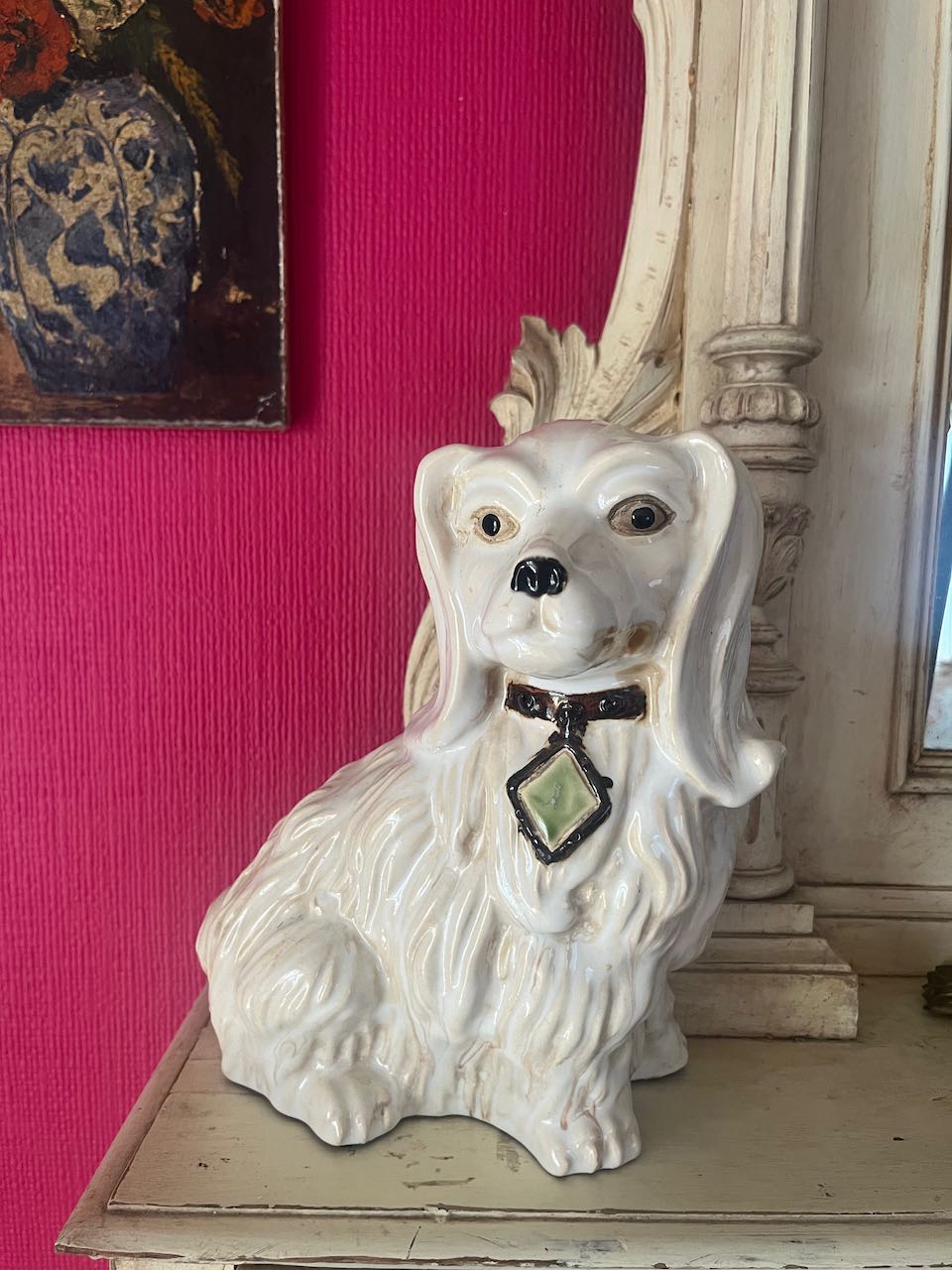 Large Pair Vintage ceramic Staffordshire dogs