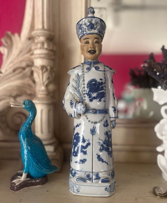Chinoiserie Emperor Statues mid century