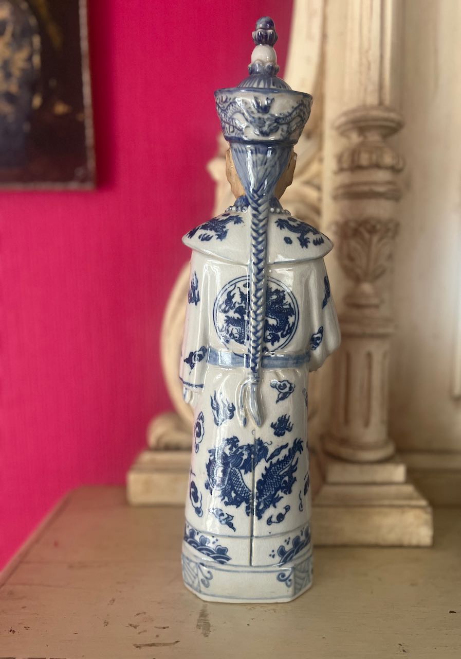 Chinoiserie Emperor Statues mid century