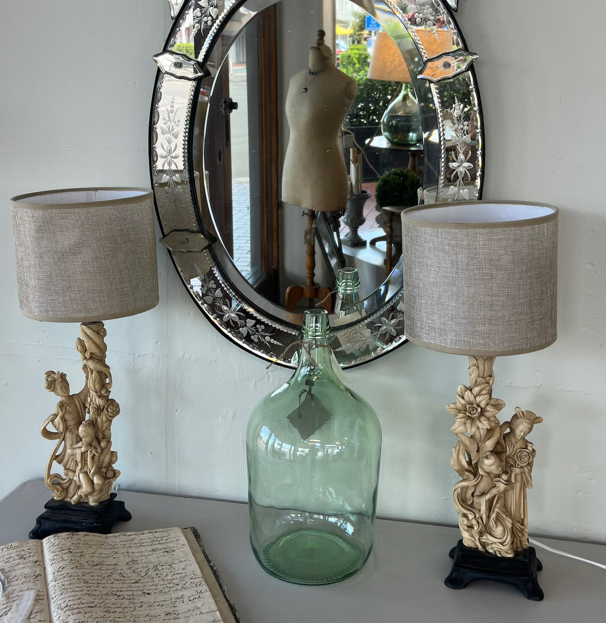 fa4941 Geisha girl pair lamps by A.Santini