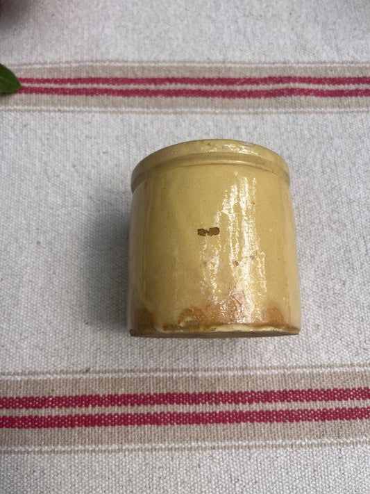 fa522 Buttery coloured Cermaic antique confiture (jam) pot, each