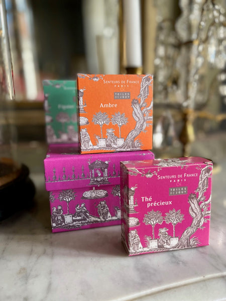 Sen10 French toile de jouy soap Precious tea, Fig, and Amber