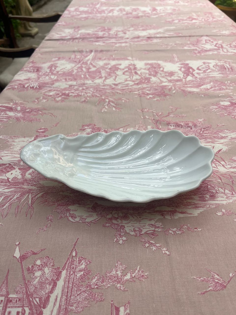 fa553 Large French antique shell dish/entree dish