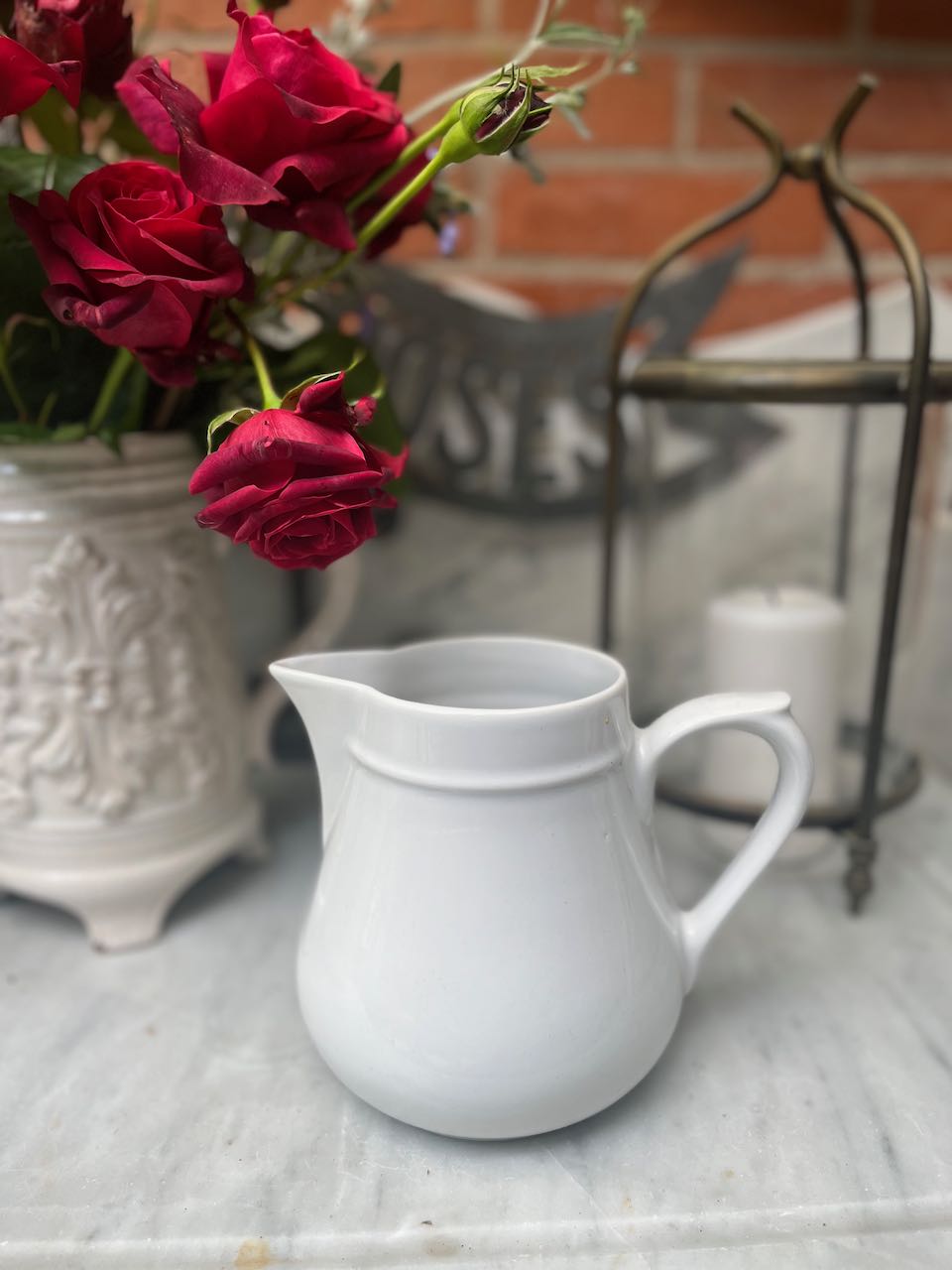 fa534 small white porcelain vintage french milk jug