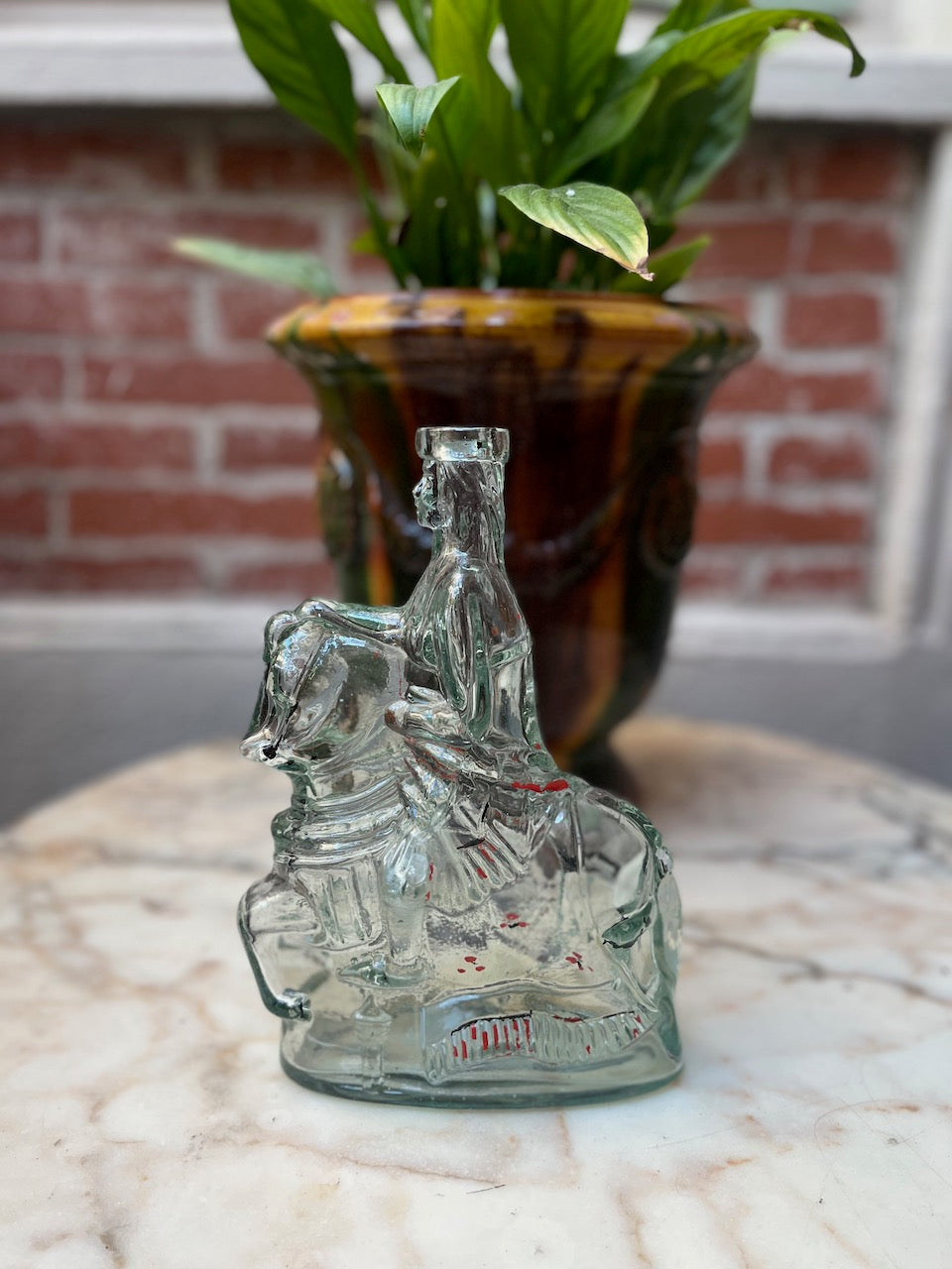 fa543 French vintage glass soldier shaped decanter