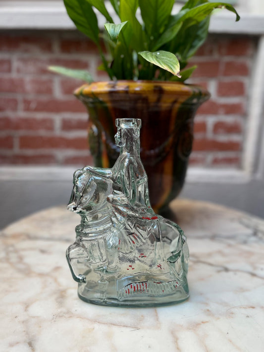fa543 French vintage glass soldier shaped decanter
