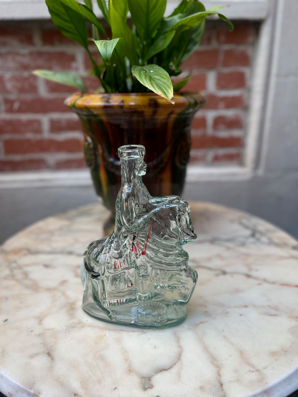 fa543 French vintage glass soldier shaped decanter