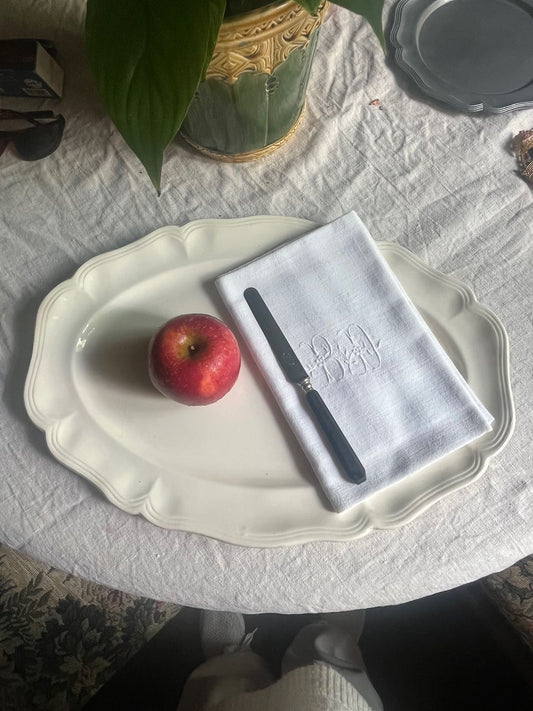 fa572 Large fluted edged French vintage cream platter