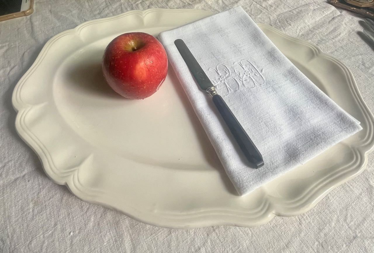 fa572 Large fluted edged French vintage cream platter