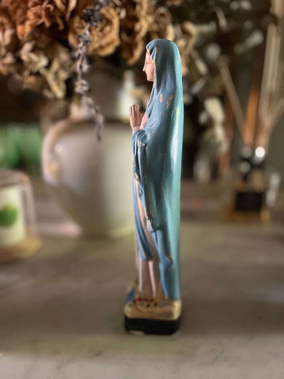 fa578 Small Blue robed French vintage madonna