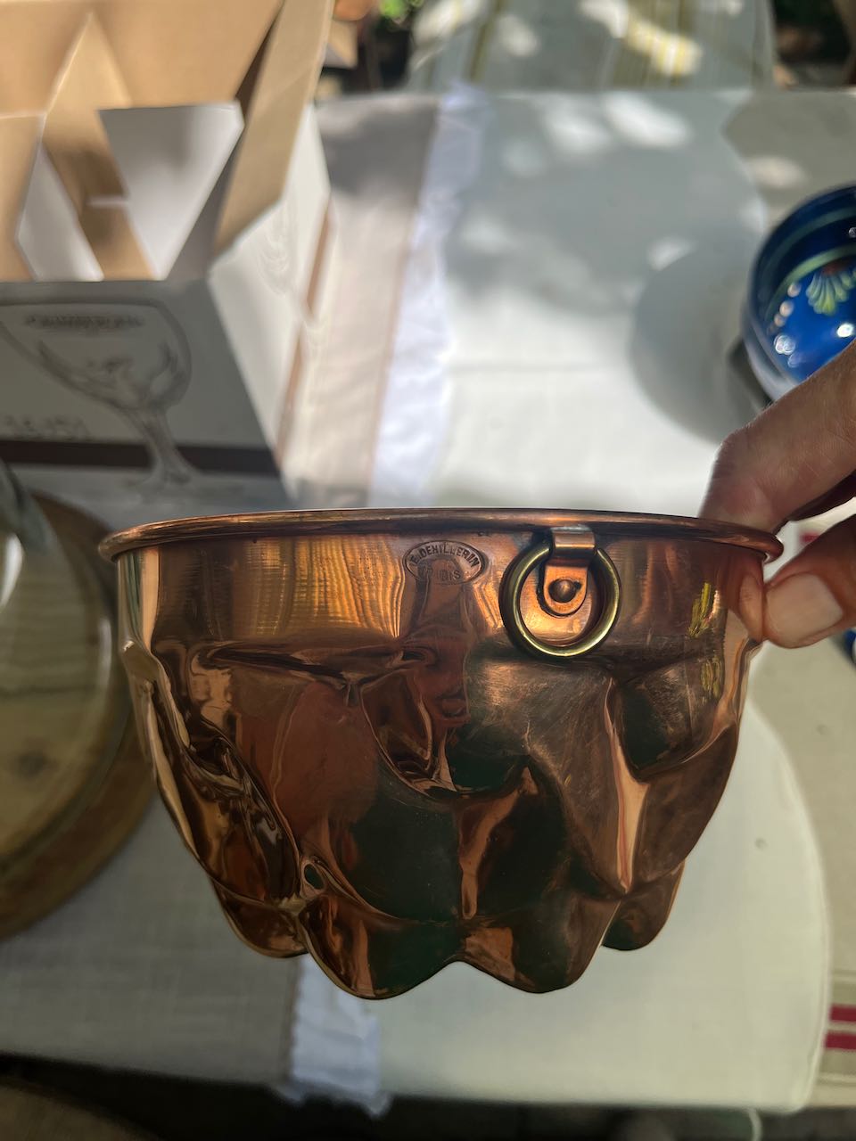 fa584 2 Copper jelly moulds from the famous Dehilliren company from Paris, stamped