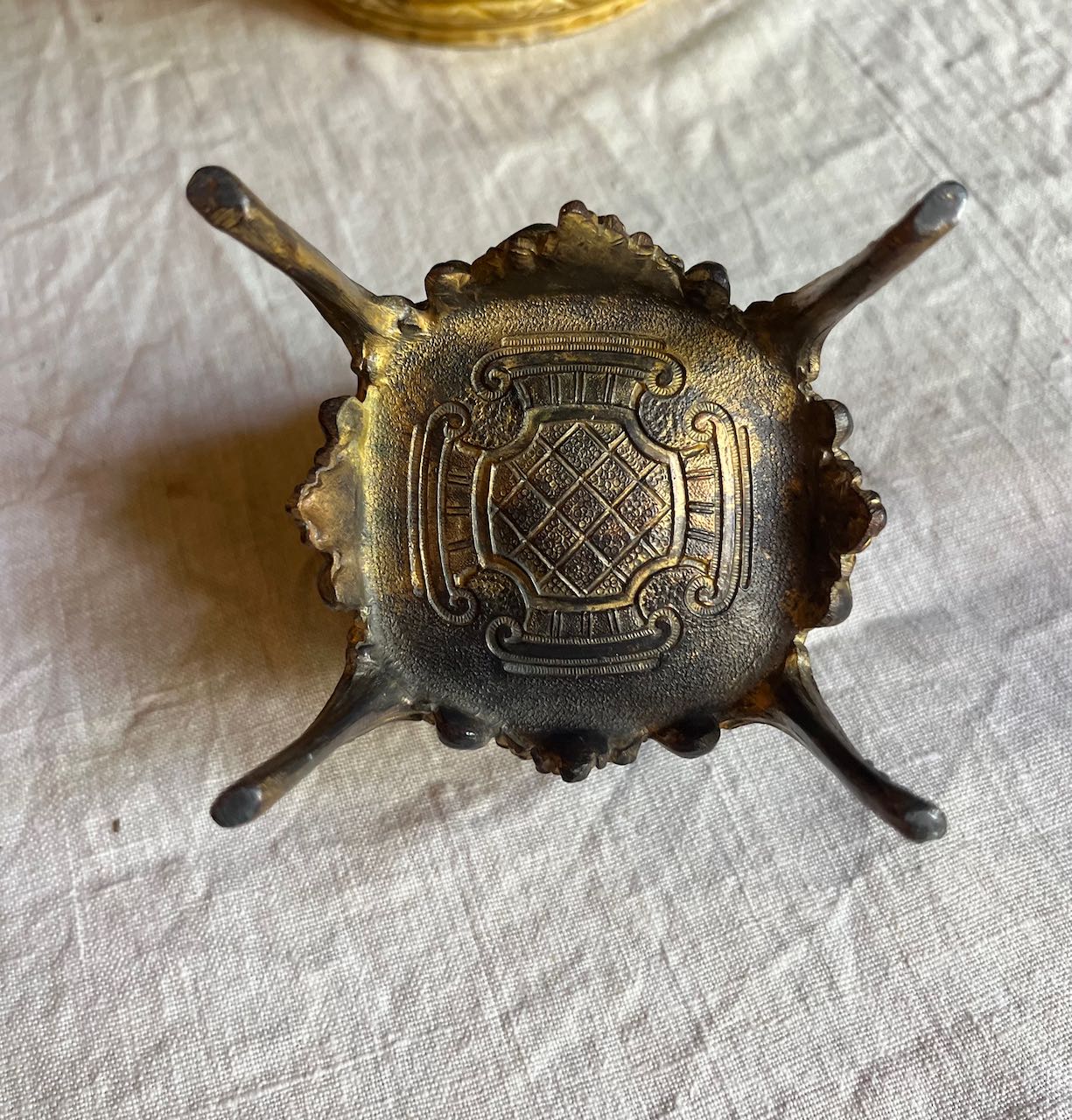 fa586 French antique metal padded jewellery box, 19th century