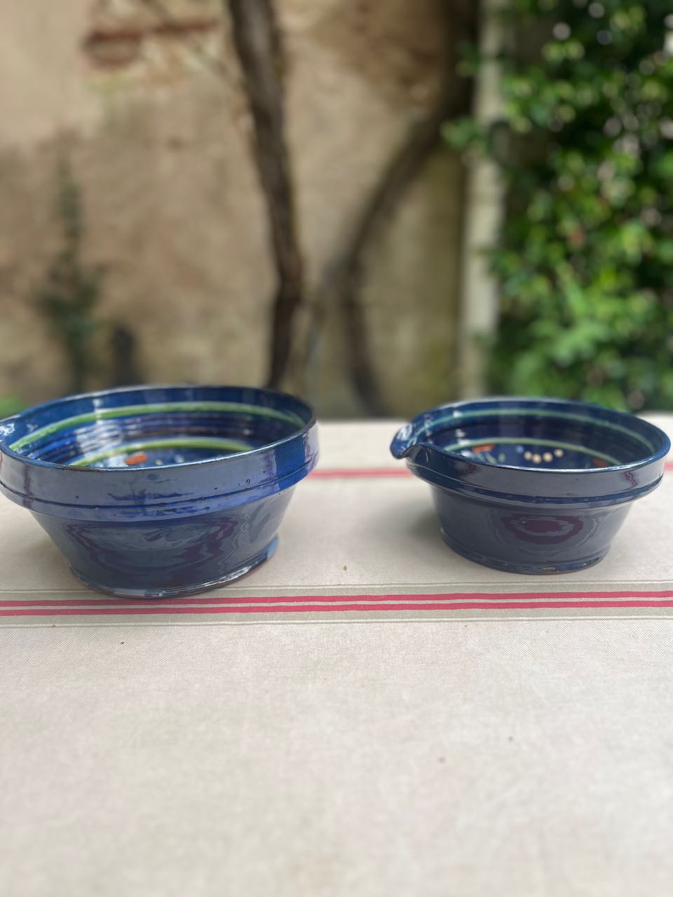 fa591 Blue handpainted medium ceramic bowl, salad etc