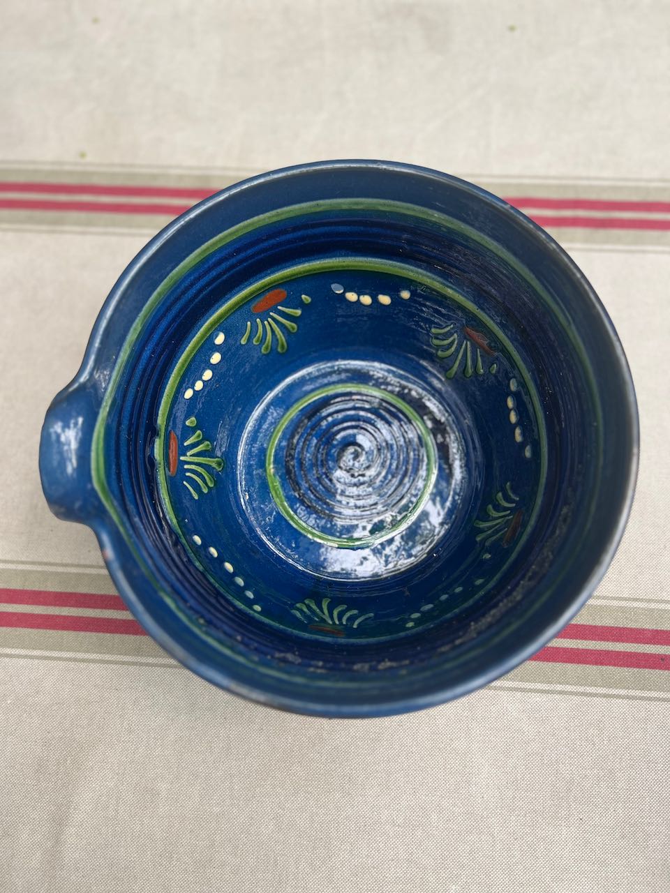 fa591 Blue handpainted medium ceramic bowl, salad etc